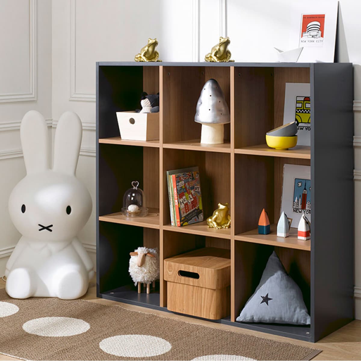Bibliothèque enfant Junior Provence 9 cases - Gris