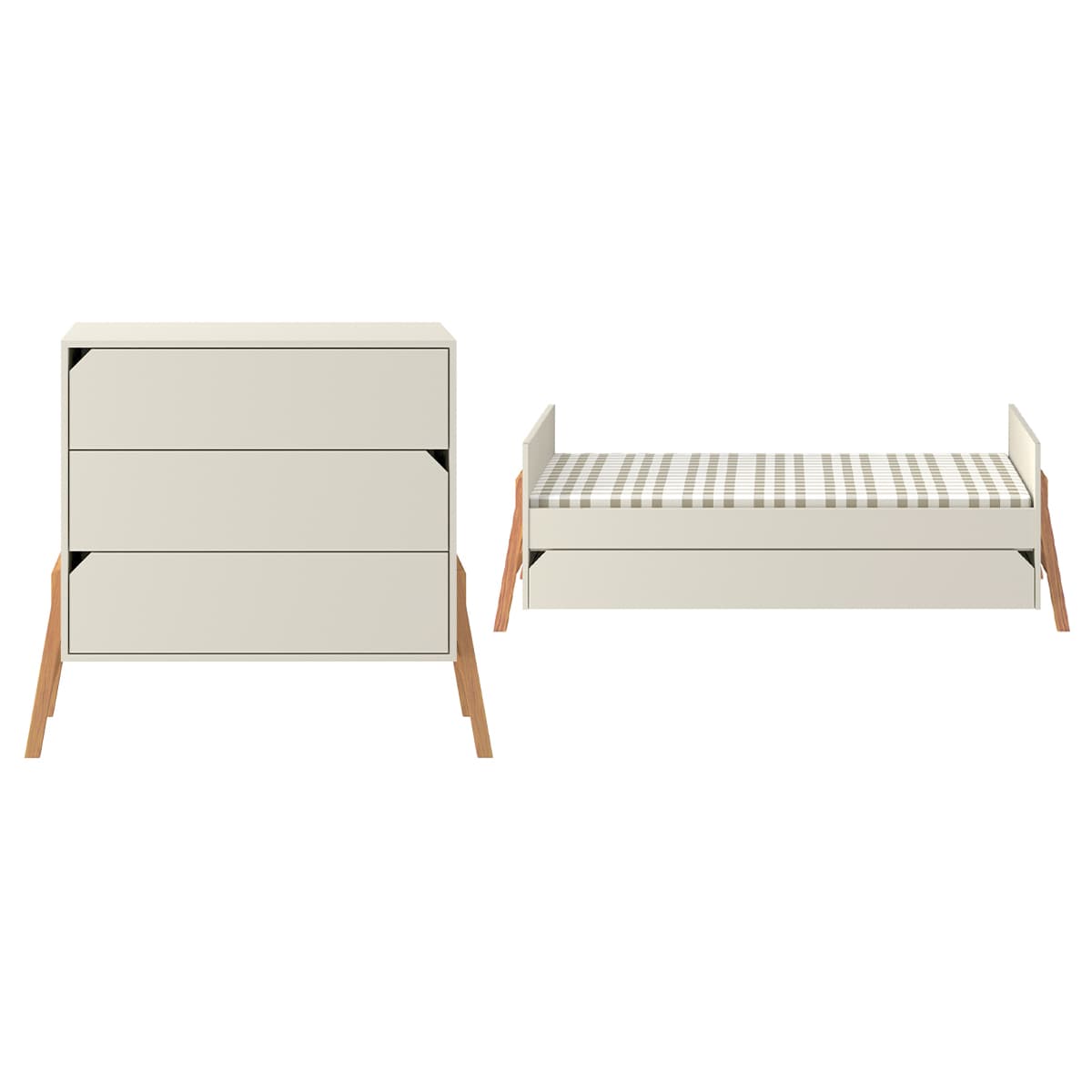 Lit évolutif 70x140 et commode 3 tiroirs Bellamy Lotta Cachemire