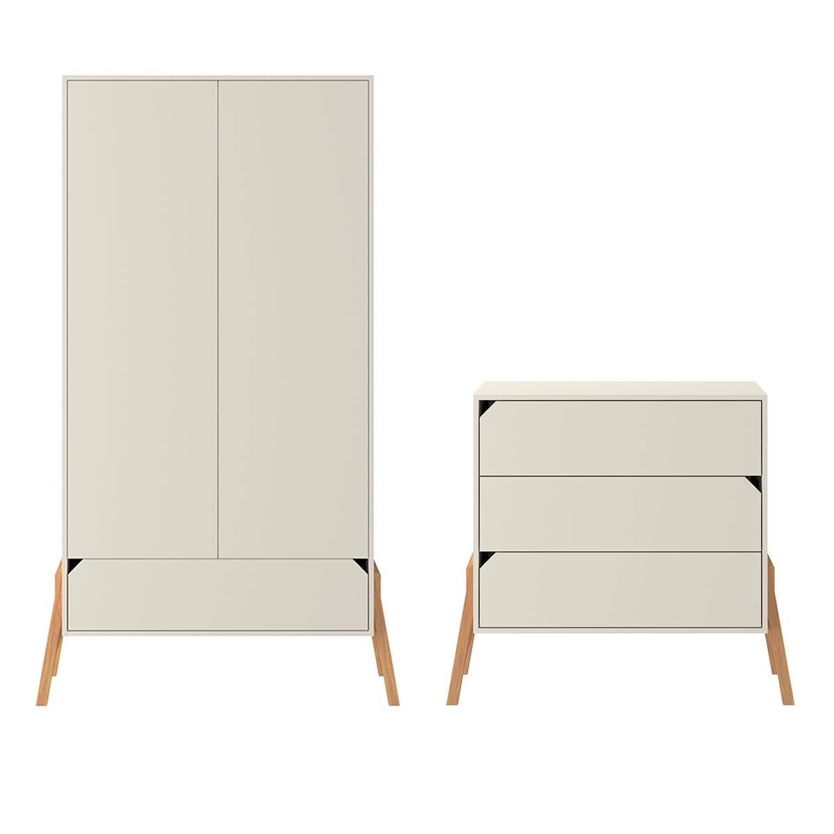 Commode 3 tiroirs et armoire 2 portes Bellamy Lotta Cachemire