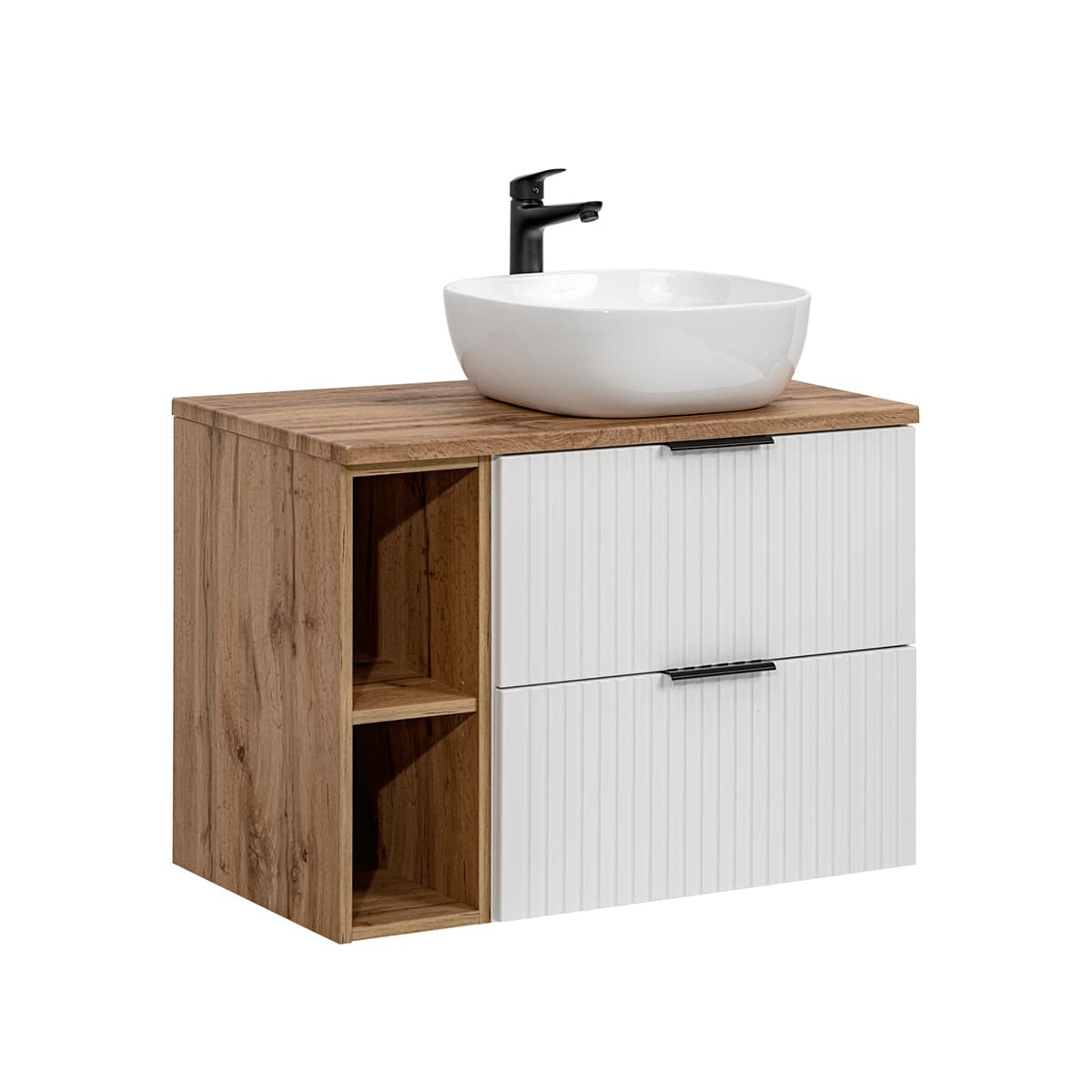 Meuble simple vasque 80cm 2 niches Adriel Blanc
