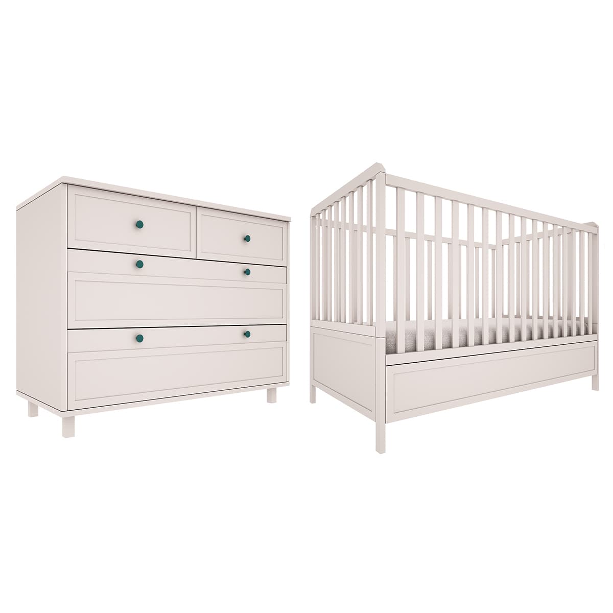 Lit évolutif 70x140 et commode 4 tiroirs Wood Luck Gabriel - Cachemire