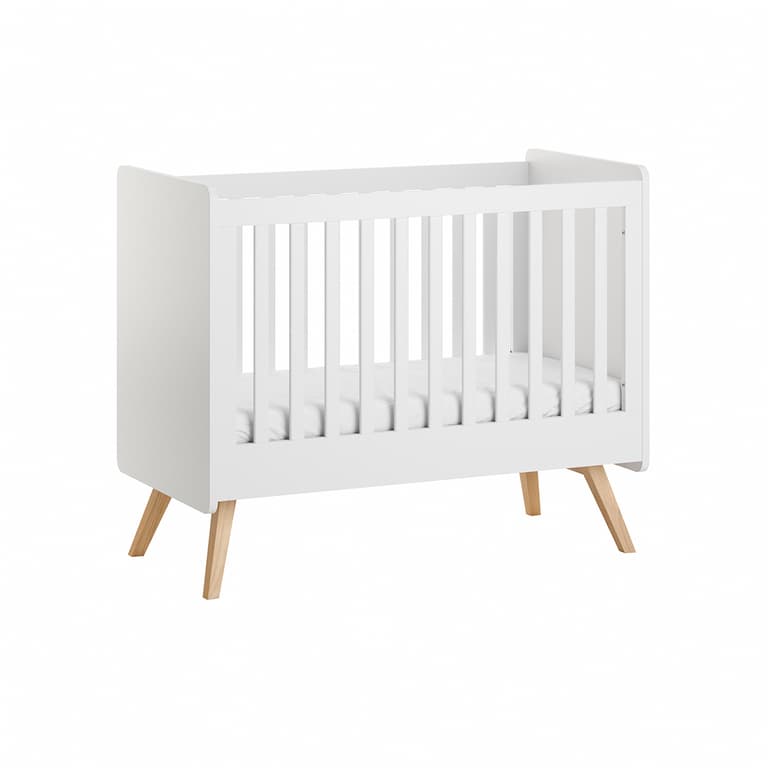 Lit bébé 60x120 sommier inclus Vox Vintage Blanc et Bois