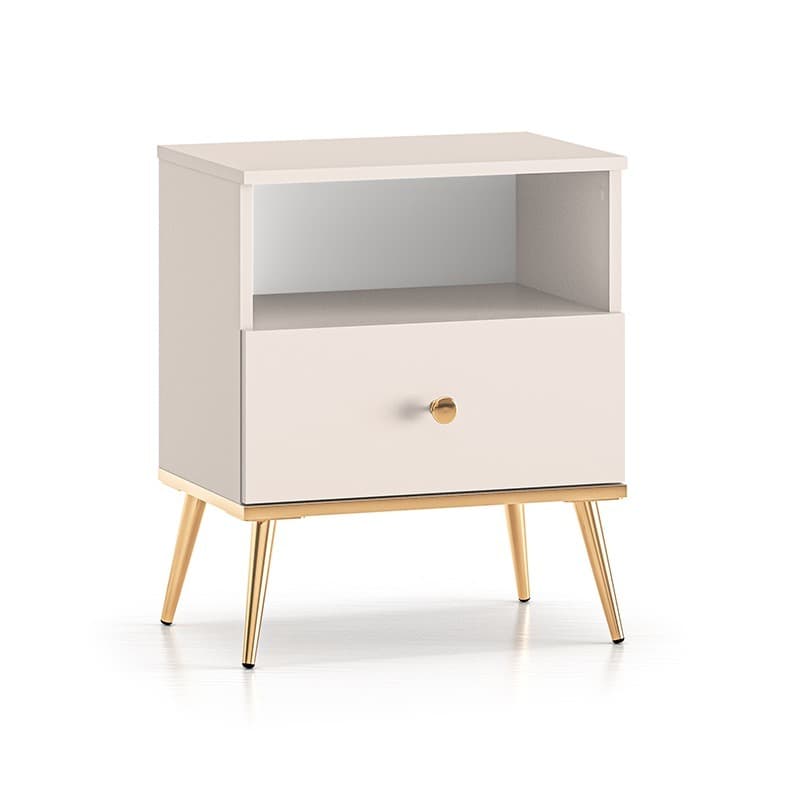 Chevet 1 tiroir Olivia Cachemire et Doré