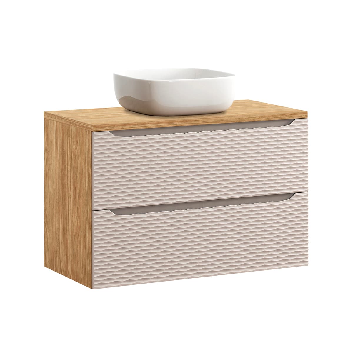 Meuble simple vasque 90cm Elora Beige et bois