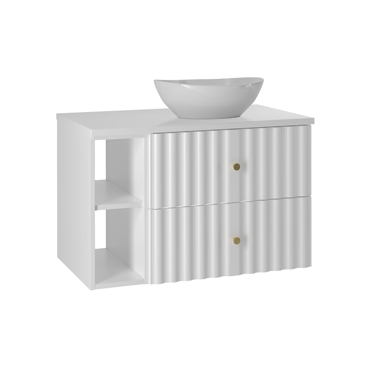 Meuble simple vasque 80cm 2 niches Izae Blanc