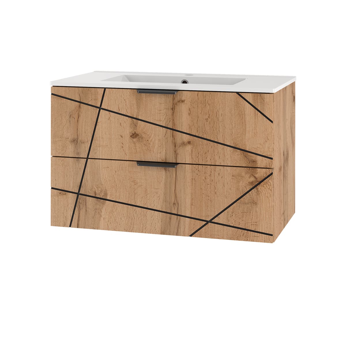 Meuble simple vasque encastrée 80cm Teren Bois