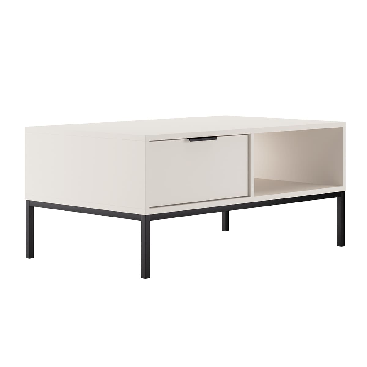 Table basse 100 cm Seattle Blanc Pieds noirs