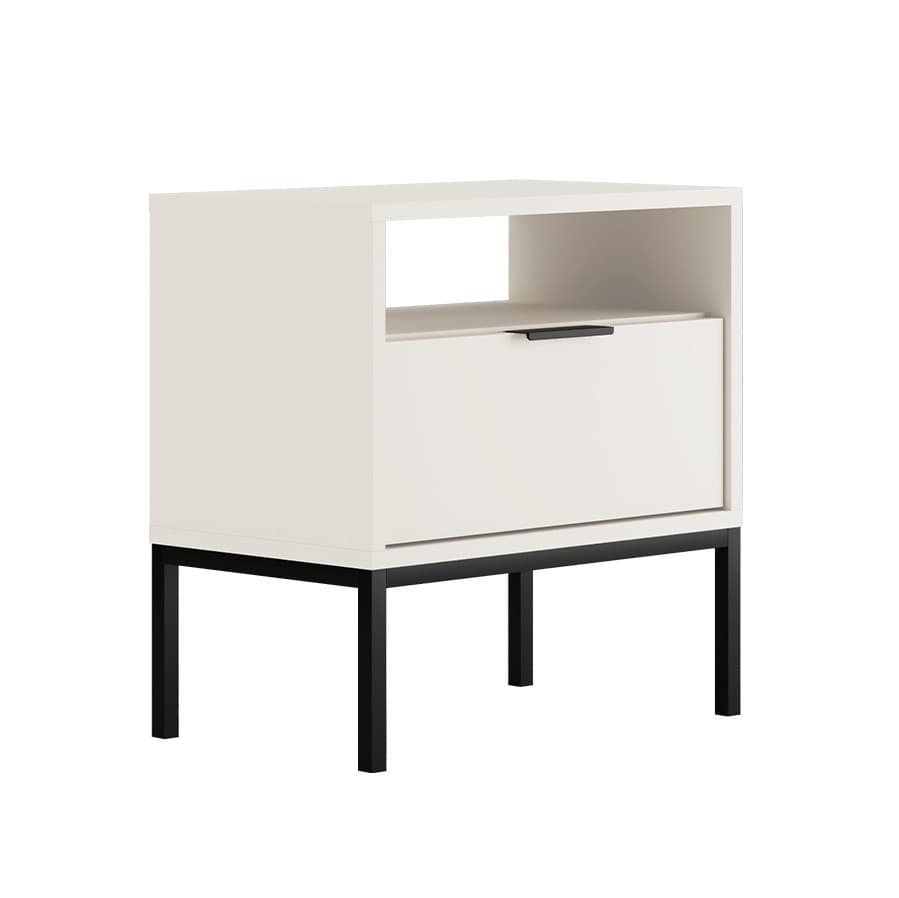 Table de chevet Seattle Blanc Pieds noirs