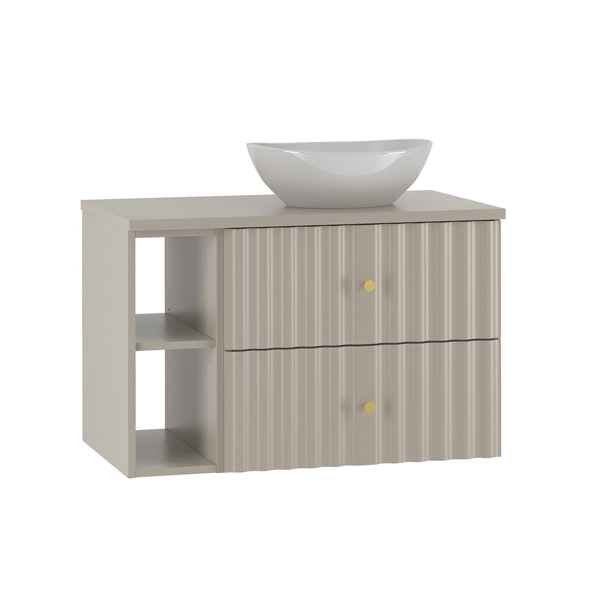 Meuble simple vasque 80cm 2 niches Izae Cachemire