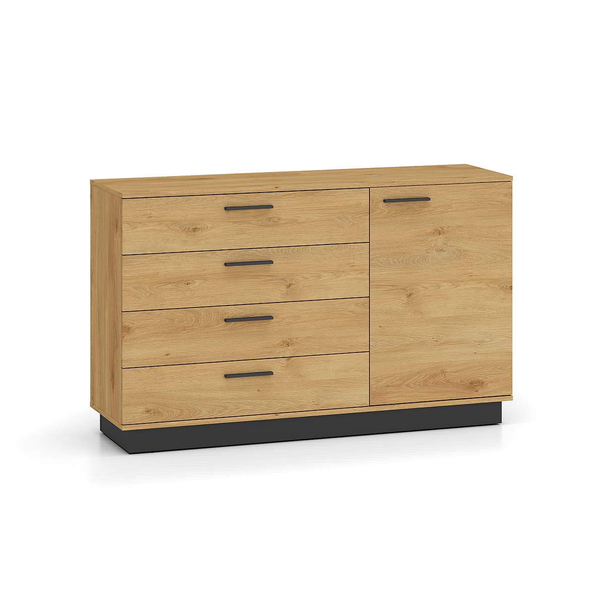 Buffet 1 porte 4 tiroirs Ysia Bois et Noir