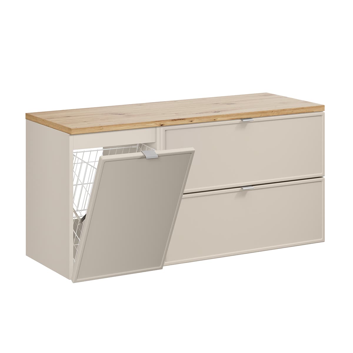 Meuble sous-vasque 120cm panier à linge Alba Cachemire