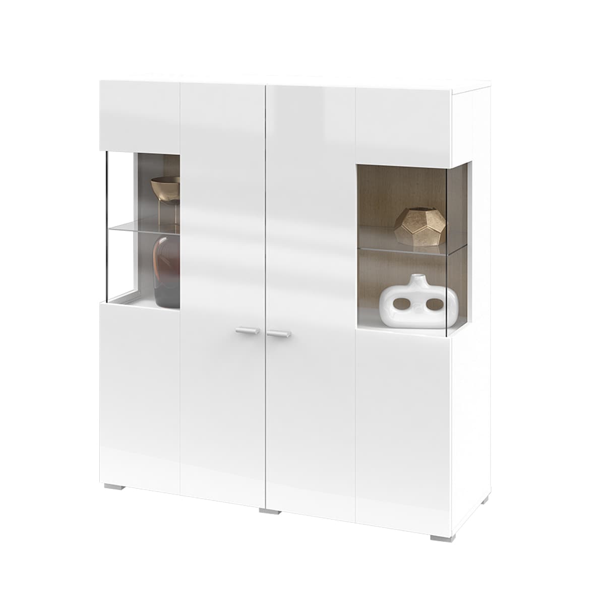 Vaisselier 2 portes Akram Blanc et Bois