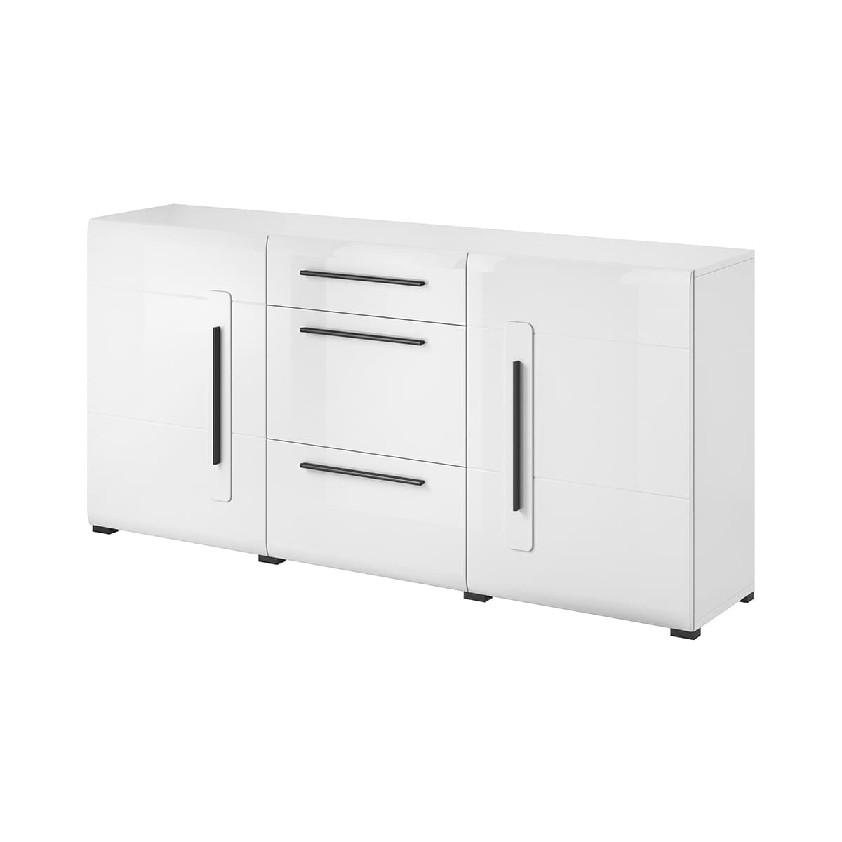 Buffet 2 portes 3 tiroirs Louis Blanc