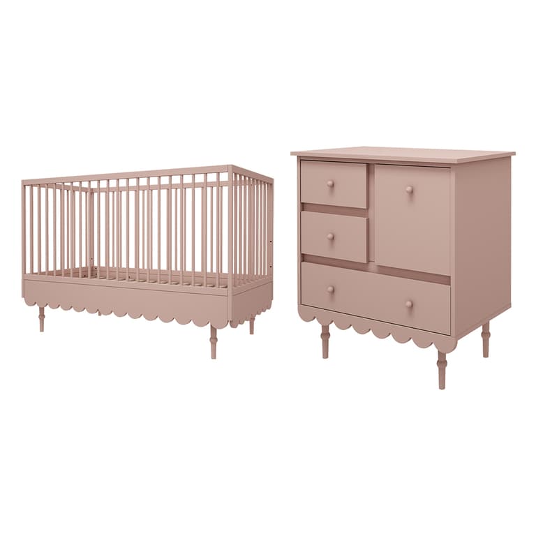 Lit évolutif 70x140 et commode 3 tiroirs Wood Luck Babushka Rose