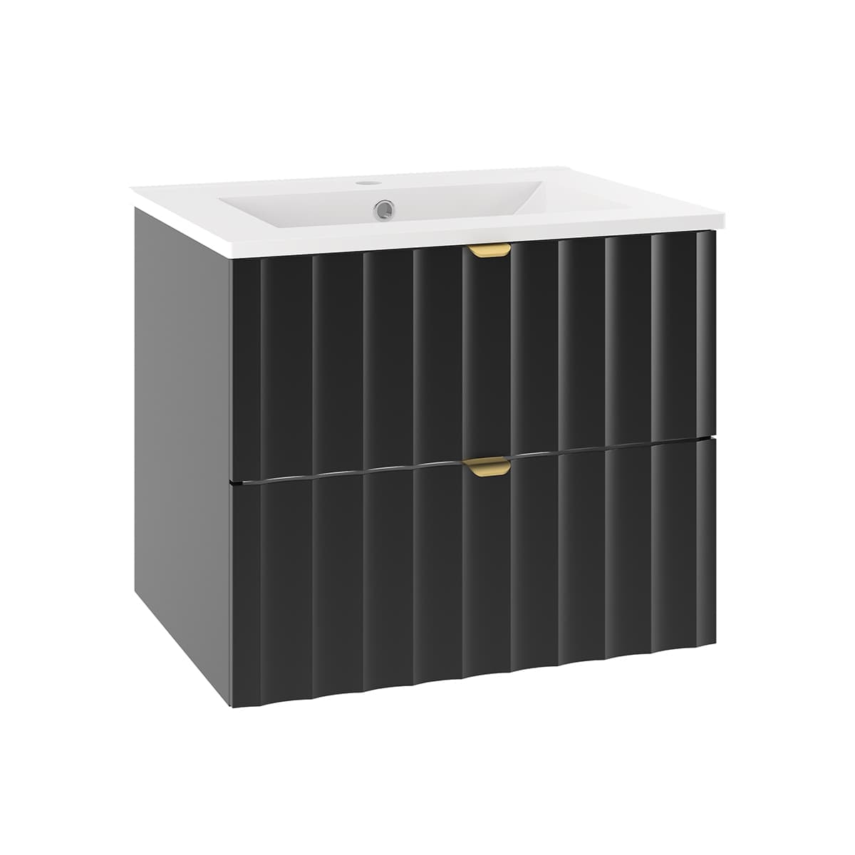 Meuble simple vasque encastrée 60cm Lexa Noir