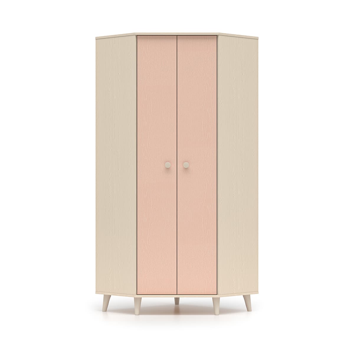 Armoire d'angle 2 portes Alycia Beige et Rose