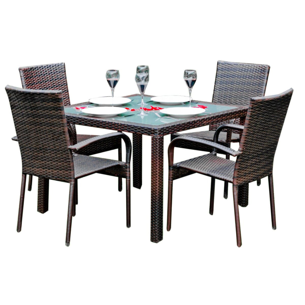Ensemble table et chaises de jardin 4 personnes Rio Marron