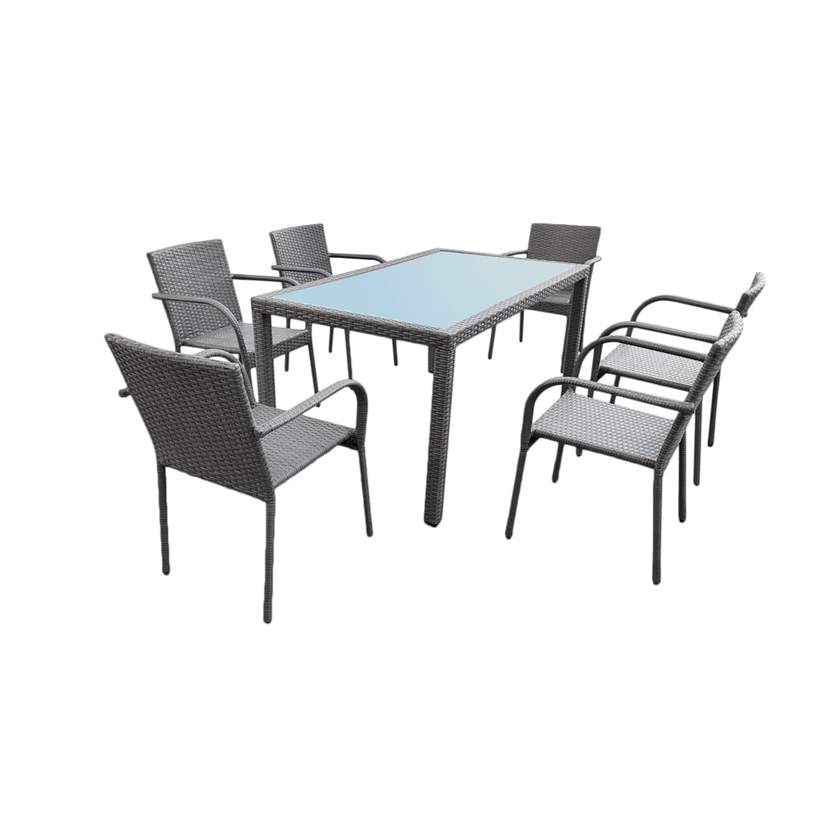 Ensemble table et chaises de jardin 6 personnes Rio Gris