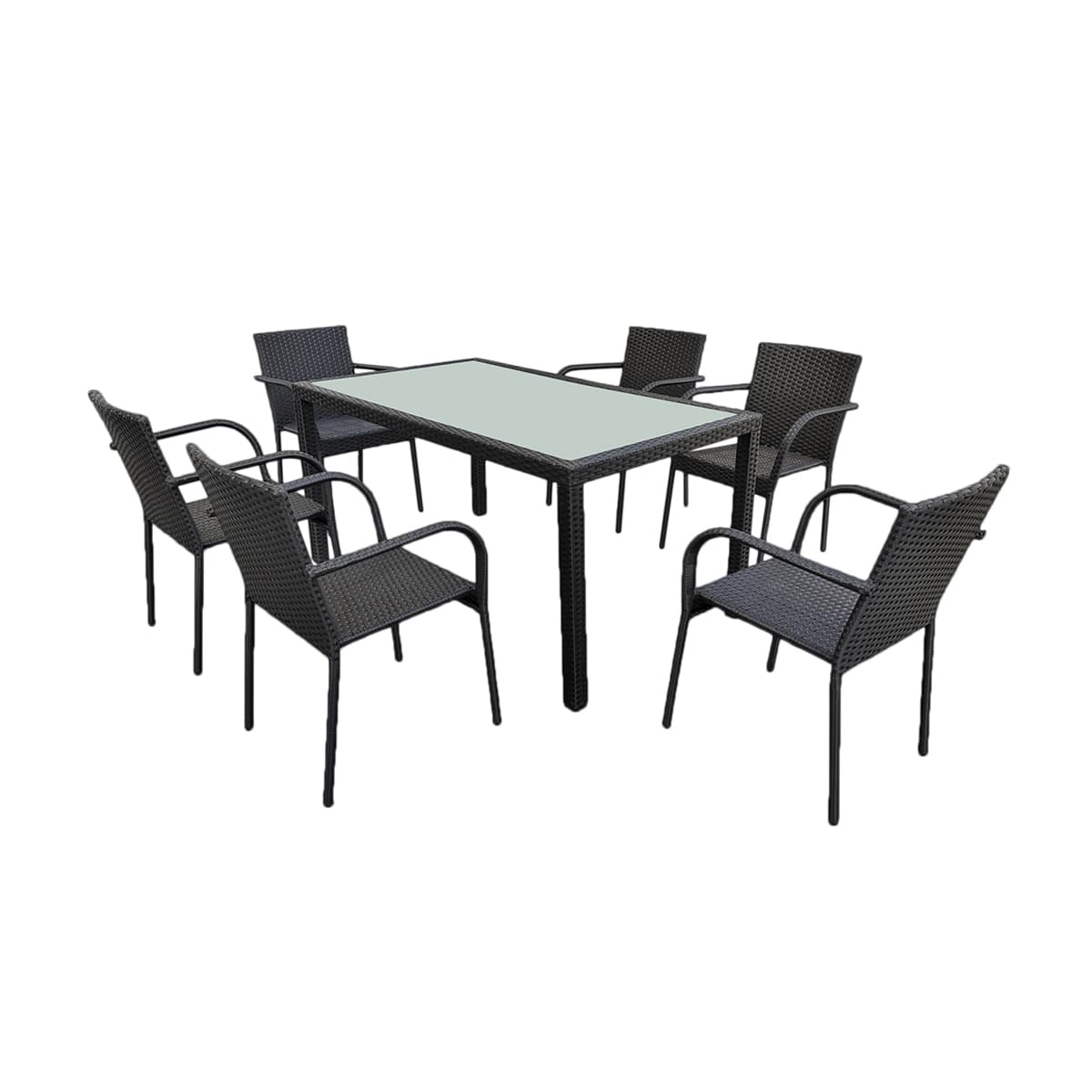 Ensemble table et chaises de jardin 6 personnes Rio Noir