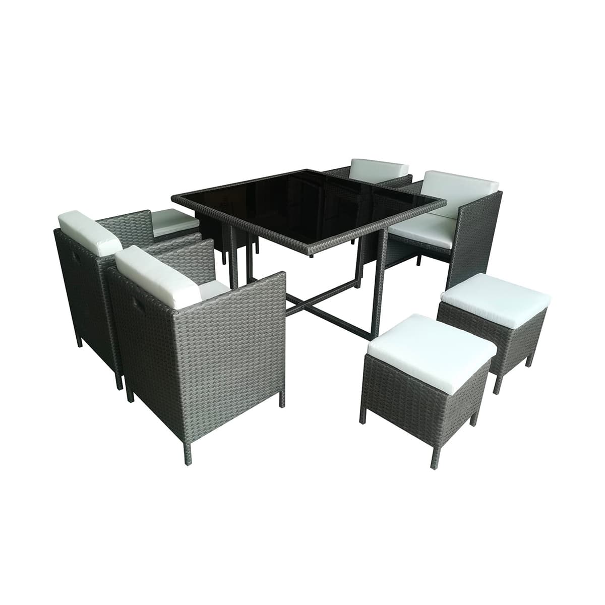 Ensemble table et chaises de jardin 8 personnes Barcelona Gris