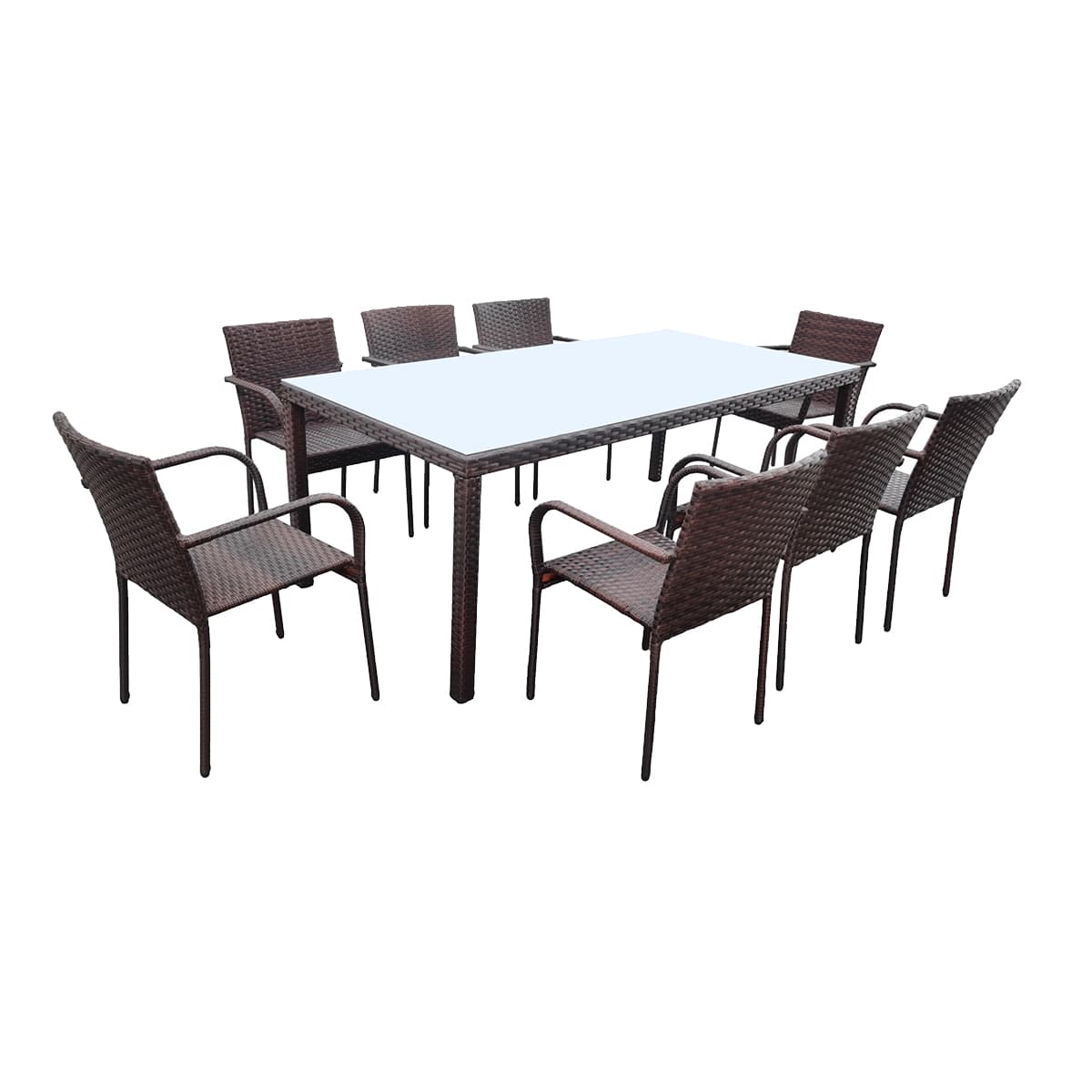 Ensemble table et chaises de jardin 8 personnes Rio Marron