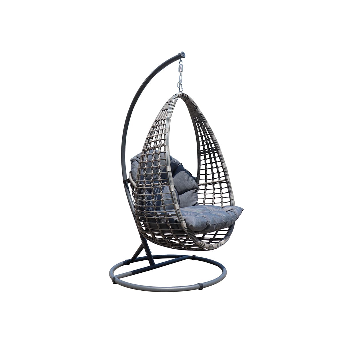 Fauteuil de jardin suspendu avec structure Mykonos Gris Chiné et coussin Gris