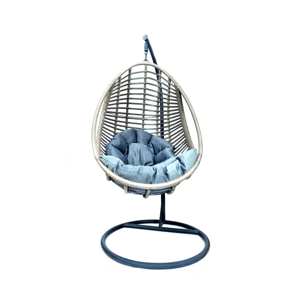 Fauteuil de jardin suspendu avec structure Santorin Blanc et coussin Gris