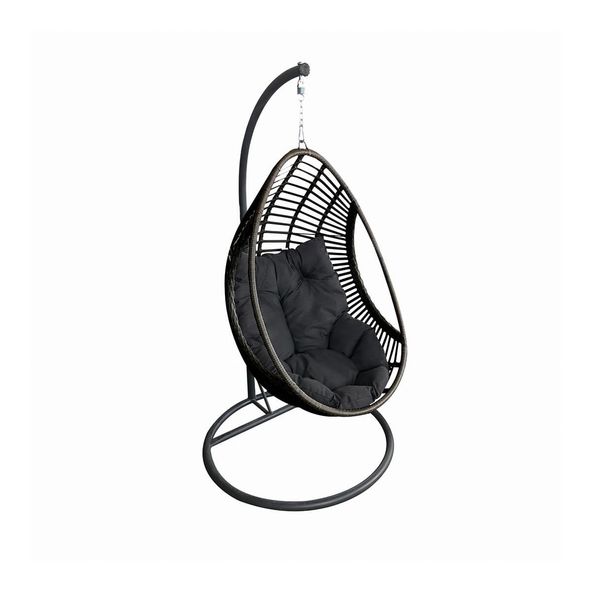 Fauteuil de jardin suspendu avec structure Santorin Gris foncé et coussin Gris