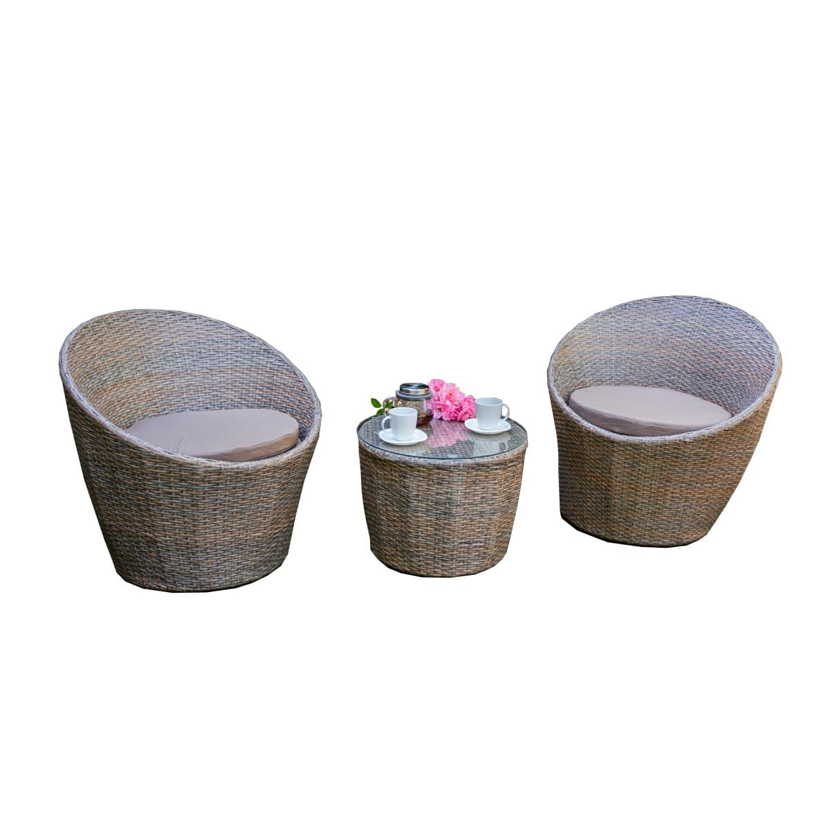 Salon de jardin 2 personnes Los Angeles Marron clair