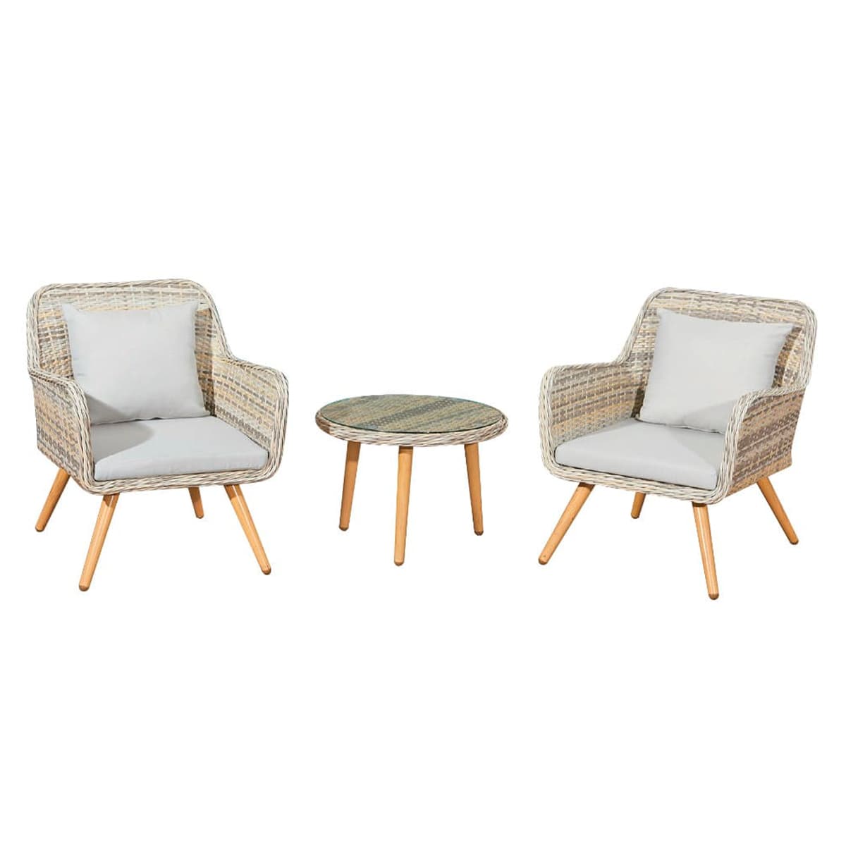 Salon de jardin 2 personnes Sydney Gris Beige