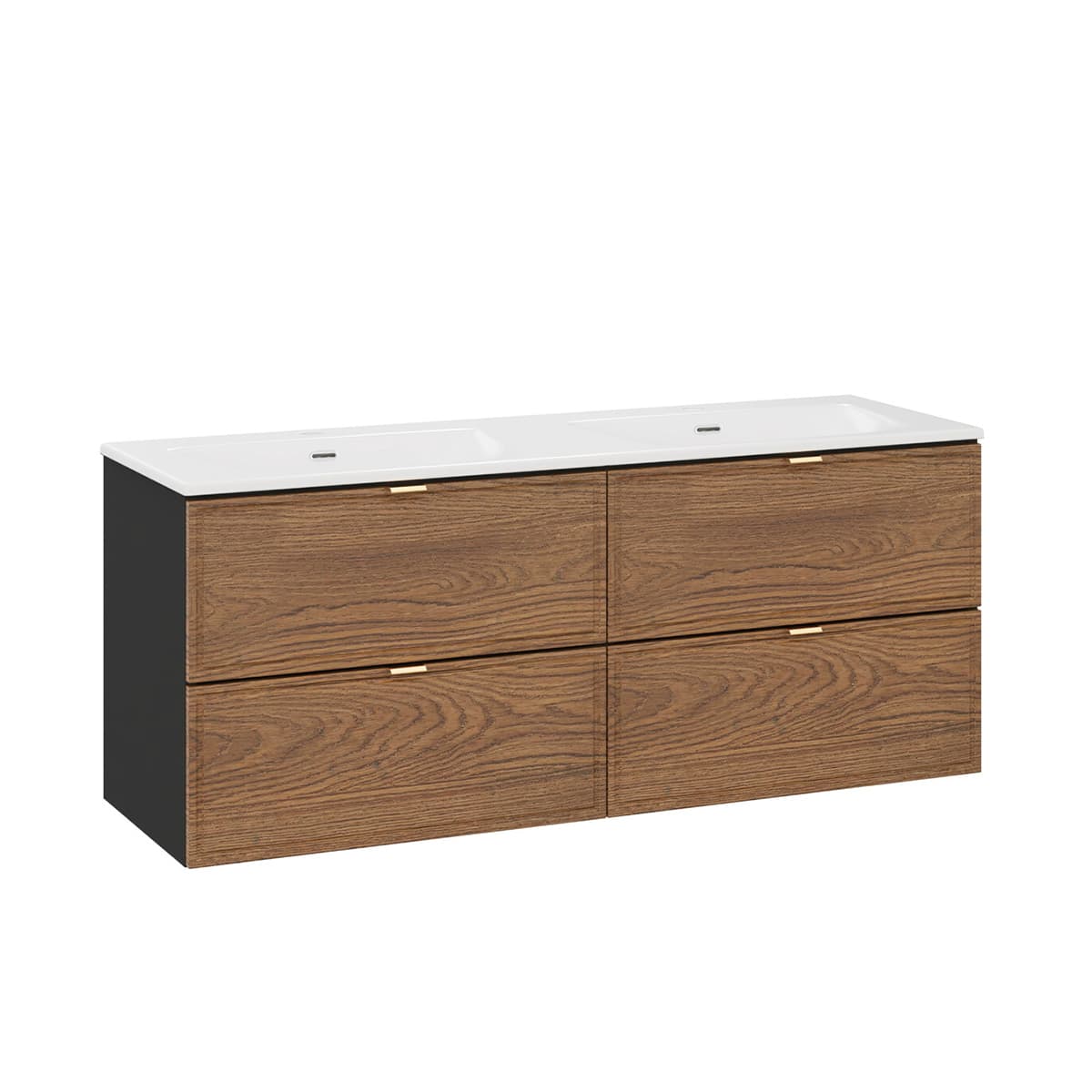 Meuble double vasque encastrée 120cm Elena Bois et noir