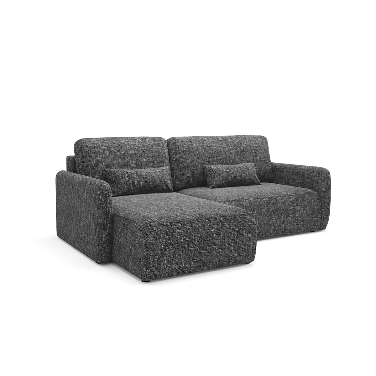 Canapé d'angle réversible et convertible 3 places avec coffre Lazare Gris foncé