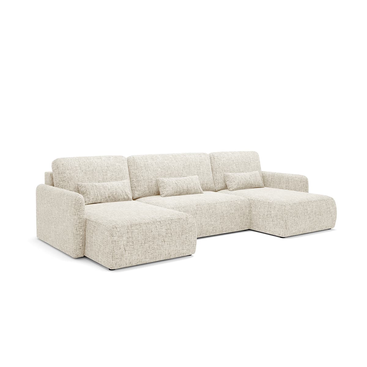 Canapé U convertible 4 places avec coffre Lazare Blanc cassé