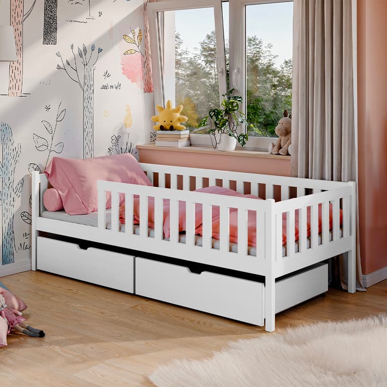 Lit 90x190 sommier et tiroirs inclus Antoine Blanc