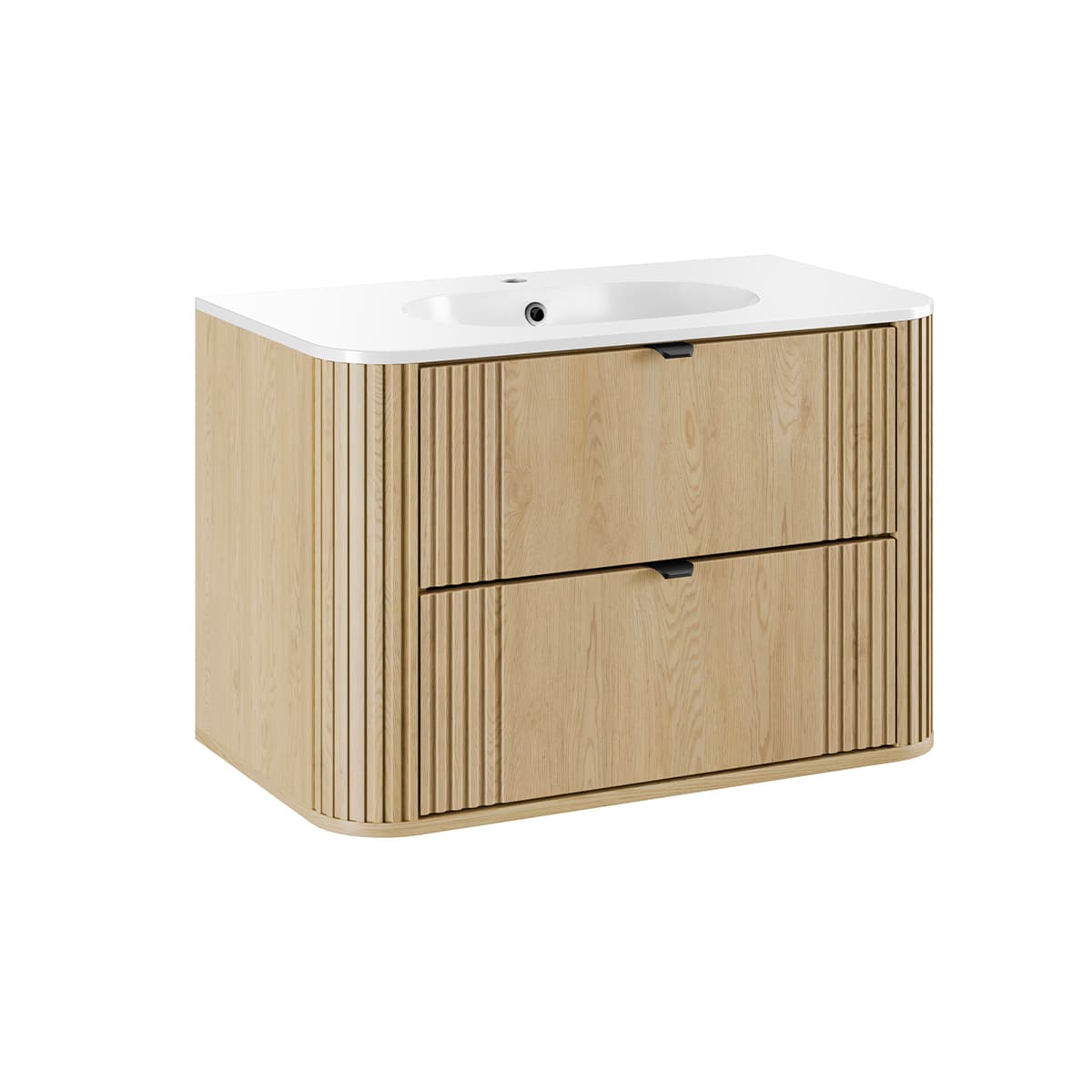 Meuble simple vasque encastrée 80cm Mila Bois