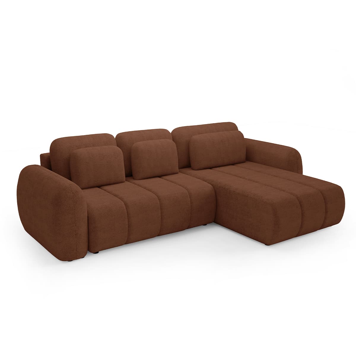 Canapé d'angle réversible et convertible 3 places avec coffre Cesar Terracotta