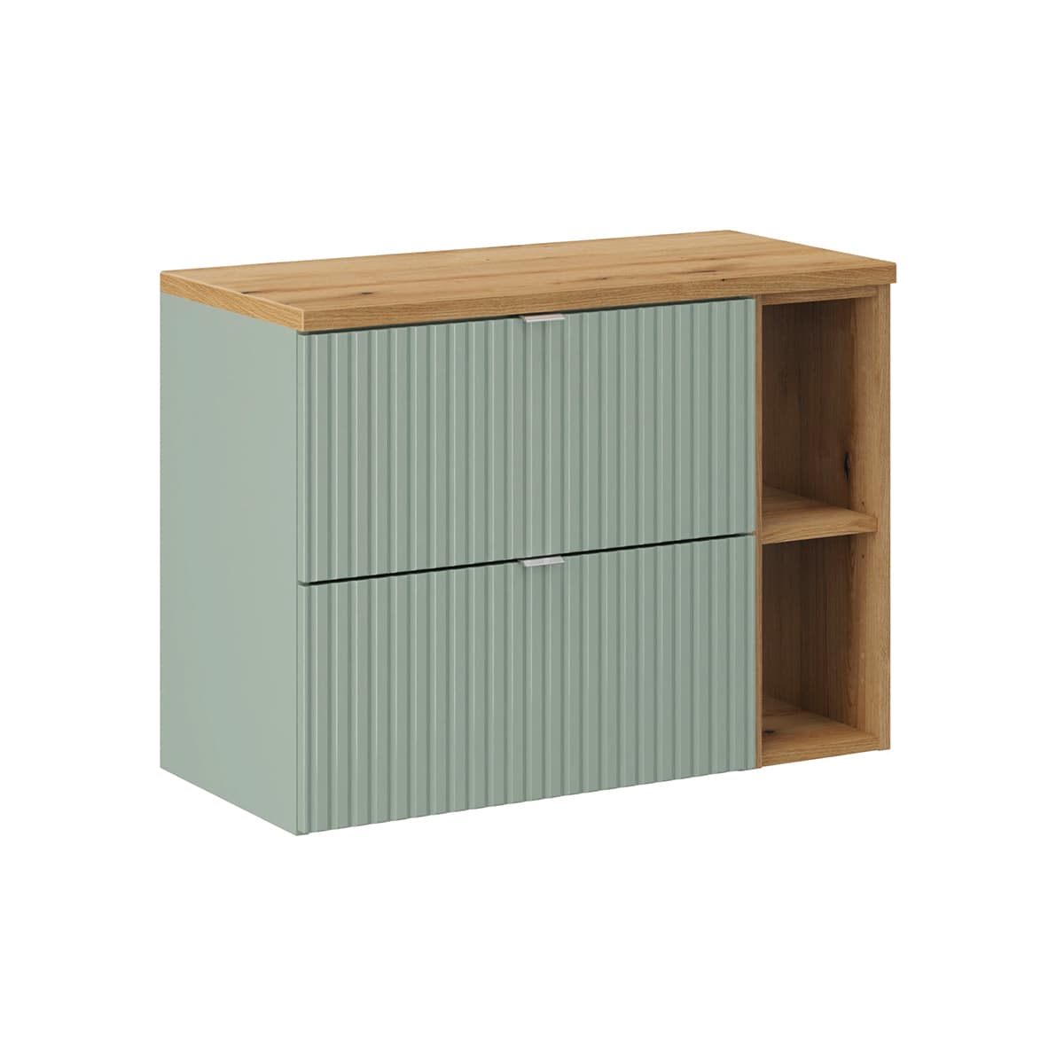 Meuble sous-vasque 80cm 2 tiroirs 2 niches Jade Vert et Bois