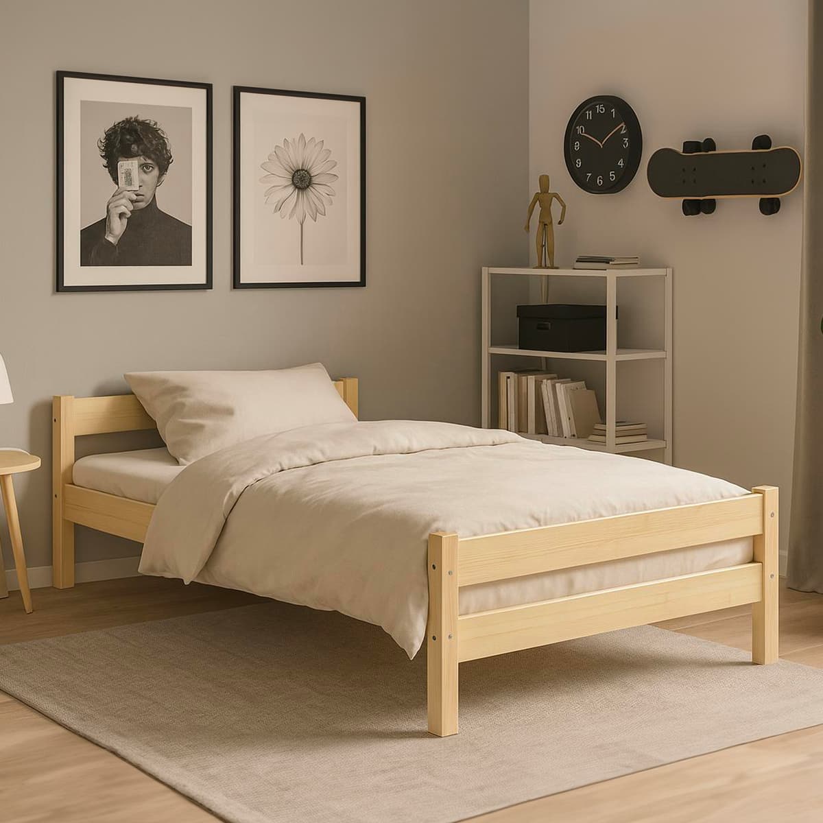 Lit 90x200 sommier et matelas inclus Kocot Kids Axel Bois