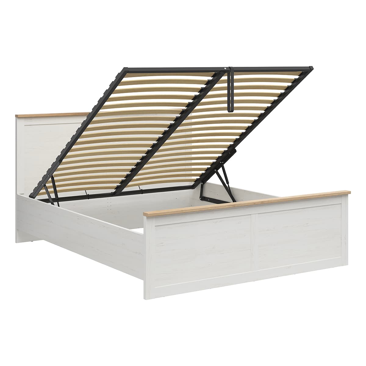 Lit coffre 180x200 sommier inclus Aksel Blanc