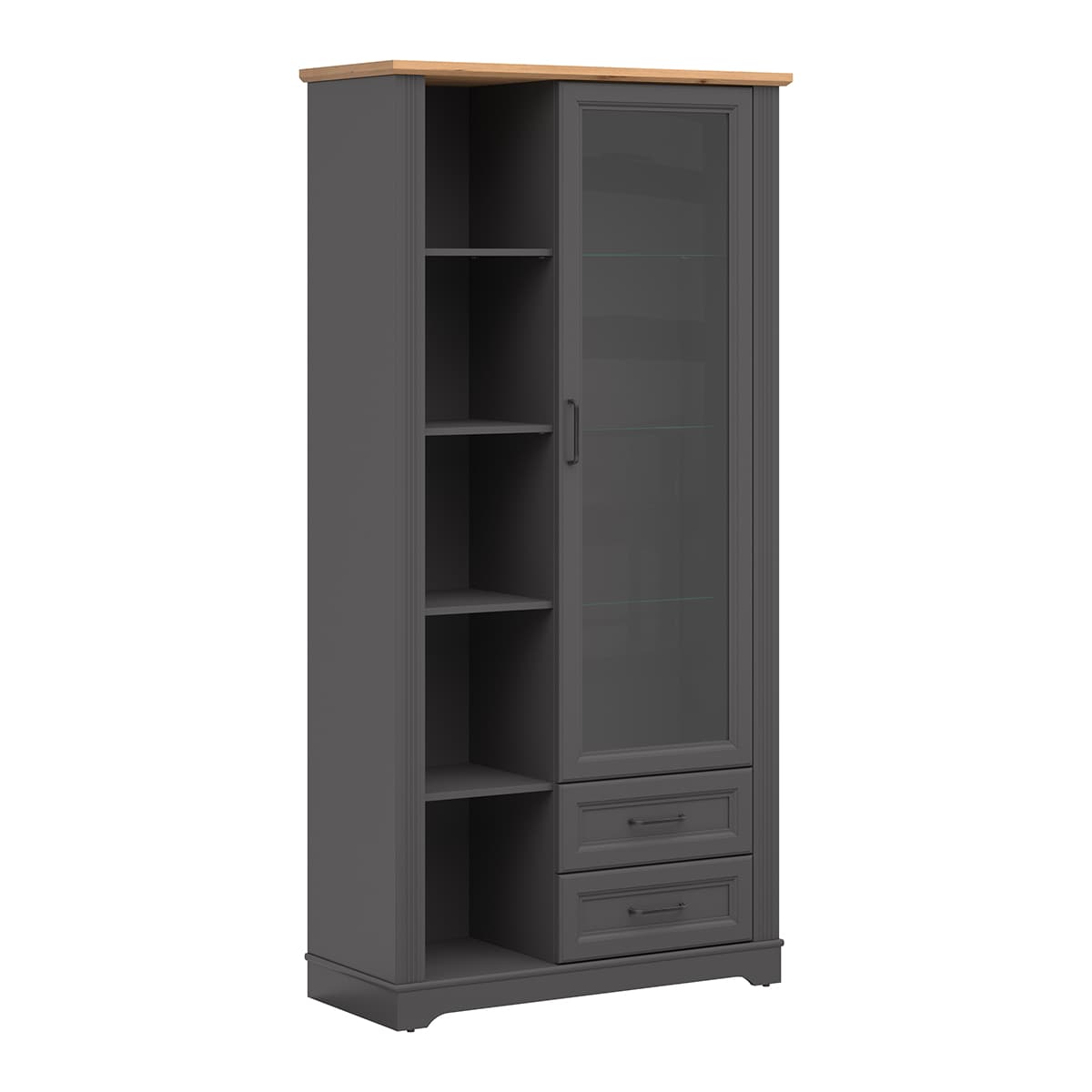 Vaisselier 1 porte 2 tiroirs Charlie Gris Anthracite