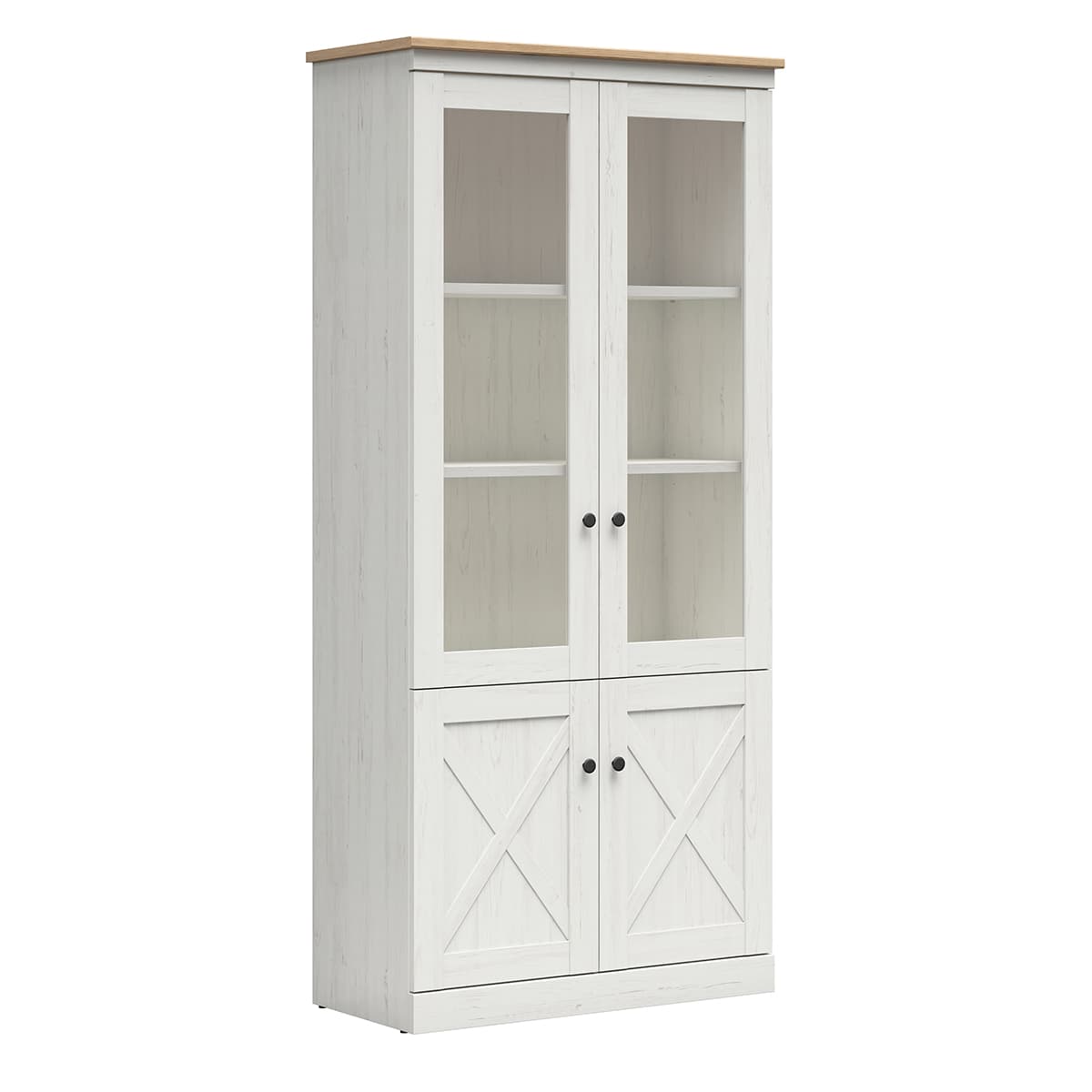 Vaisselier 4 portes Victoria Blanc et Bois