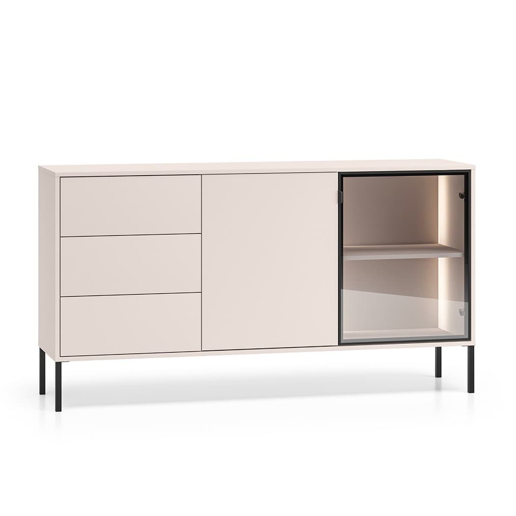 Buffet 2 portes 3 tiroirs Paige Cachemire et Noir