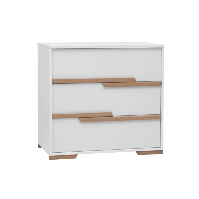 Commode 3 tiroirs Pinio Snap Blanc et bois