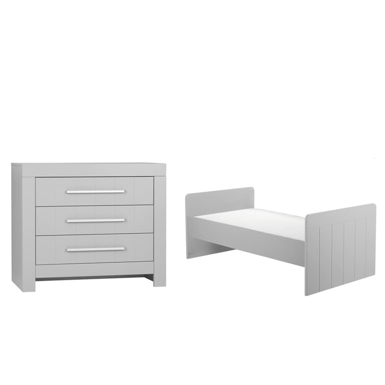Lit bébé évolutif et Commode à langer Pinio Calmo Gris