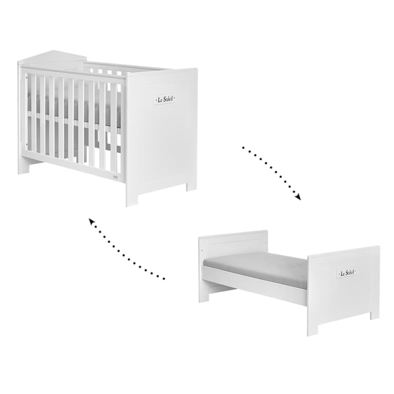 Lit bébé évolutif Pinio Marsylia MDF Blanc