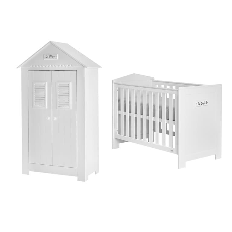 Lit bébé et Armoire Pinio Marsylia MDF Blanc