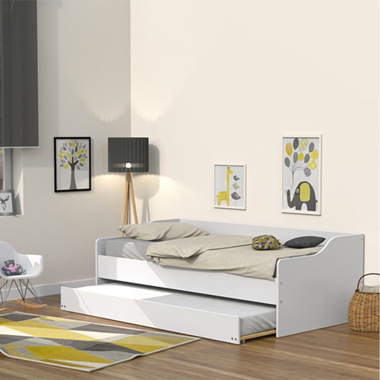 Lit gigogne - 2 sommiers - 1 tiroir-lit 90x190 Weber Industries Sweet - Blanc