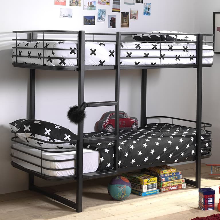 Lit Superposé 90x200 Sommier Inclus Vipack Oscar - Noir