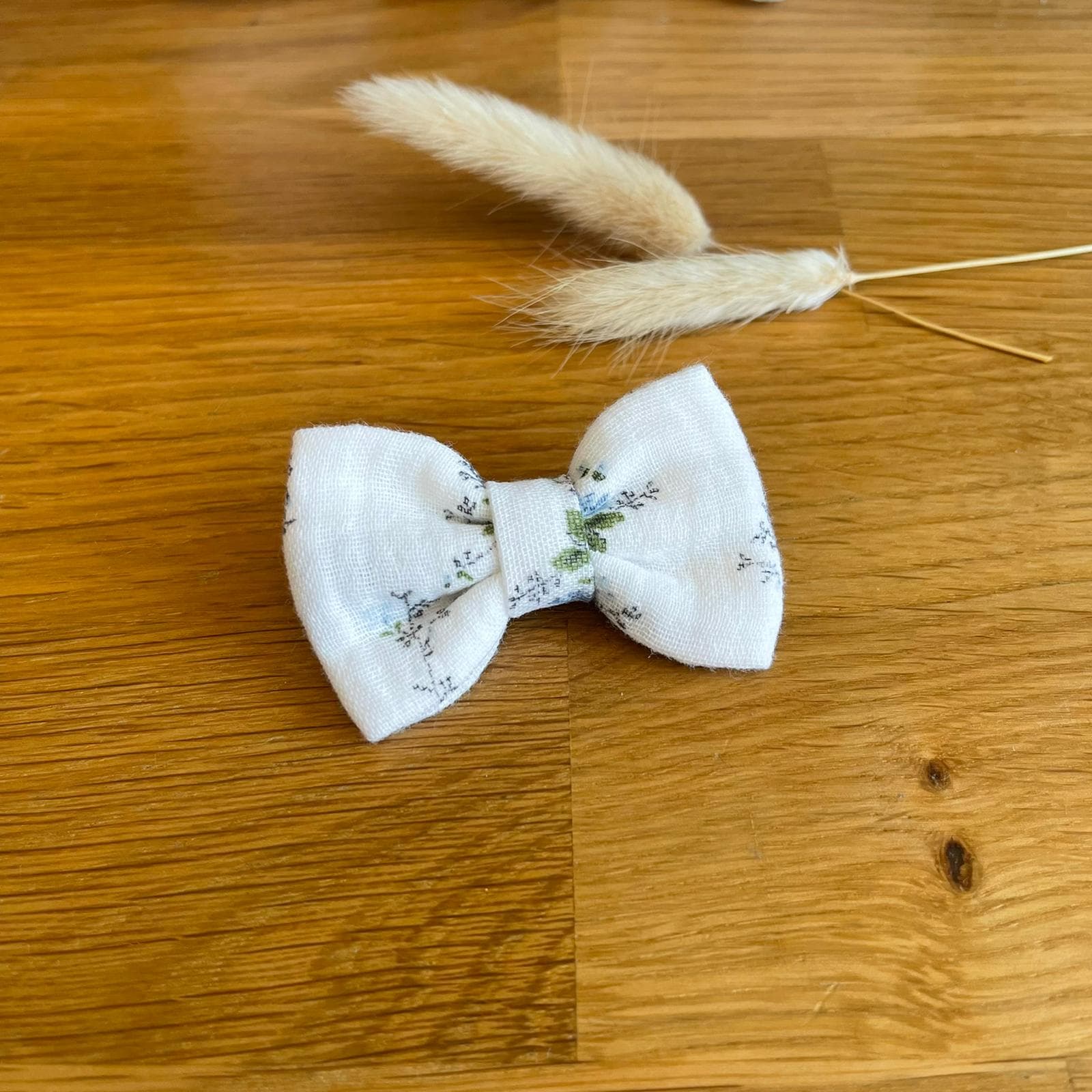 Barrette anti glisse double gaze coton romantique bleu