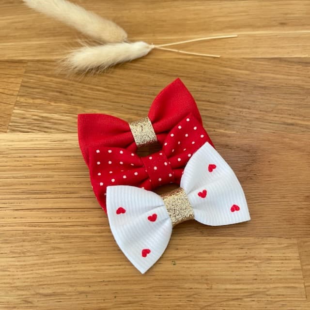 LOT 6 coffret de 3 barrettes anti glisse couleur blanc et rouge